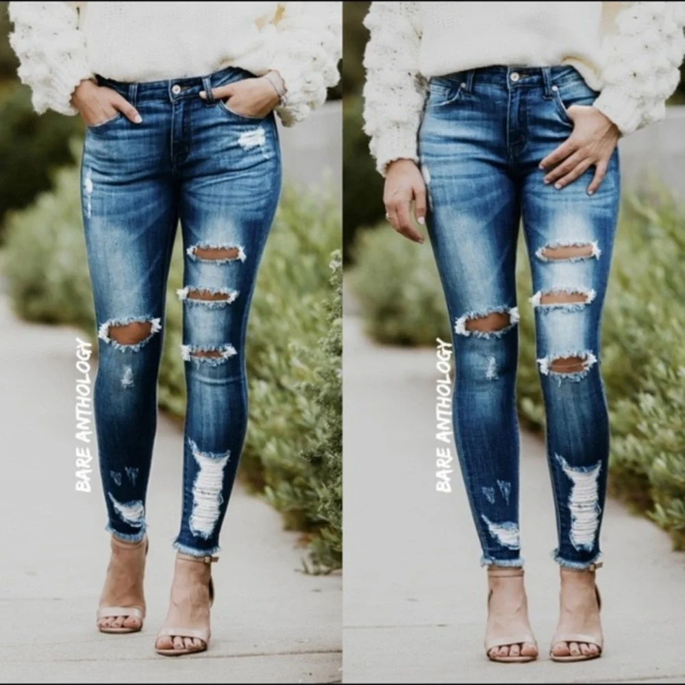 DAISY JANE III Distressed Skinny Ankle - Picture 1 of 4